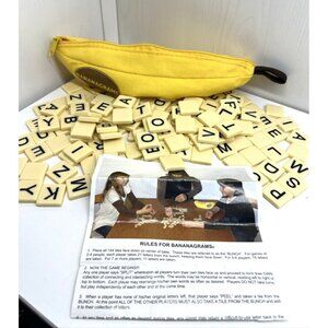 Bananagrams Crossword Family Fun Game Banana Gram Word Play Tiles in Banana Bag